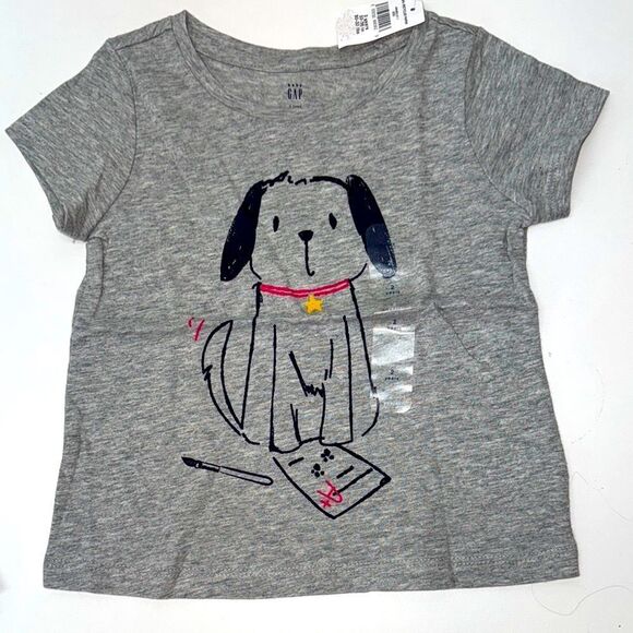 🔥Gray Dog Print Kids T-Shirt by GAP - Picture 1 of 4